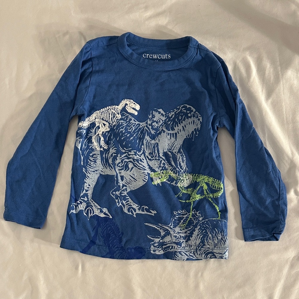Crewcuts Blue Dinosaur Graphic Long Sleeve Tee